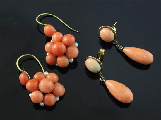 2 x pairs of coral earrings.